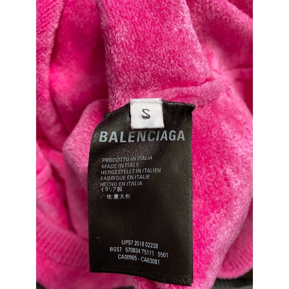 Balenciaga Women Turtleneck Sweater Shirt Small Pink Velvet Short Sleeve Stretch - Picture 6 of 9